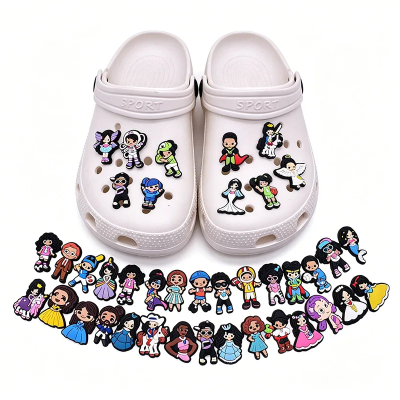 38pcs Cartoon Princess & Character PVC Shoe Charms Cute Doll Themed Shoe  Decorations for Clogs Ideal Gifts for Kids