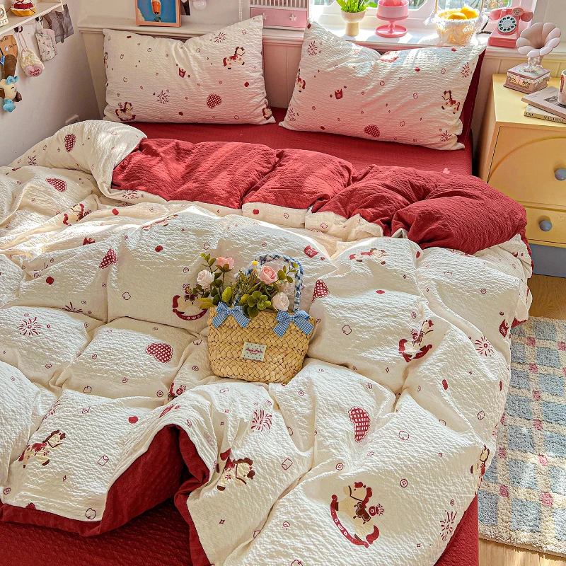 

2026 New Style Puff Cotton Printed Duvet Cover Skin Breathable Spring and Summer Quilt Cover 150x200 220x240 Bed Cover