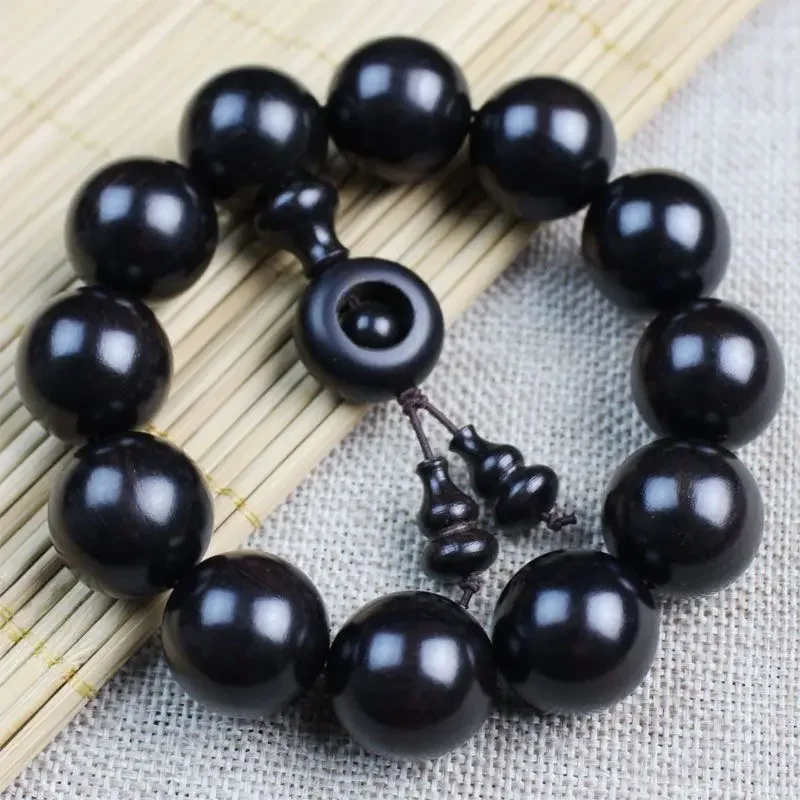 Authentic Natural Ebony Buddha Beads Bracelet Men's 2.0 Old Material Submerged Ebony Sandalwood Rosary Beads Women's HandString