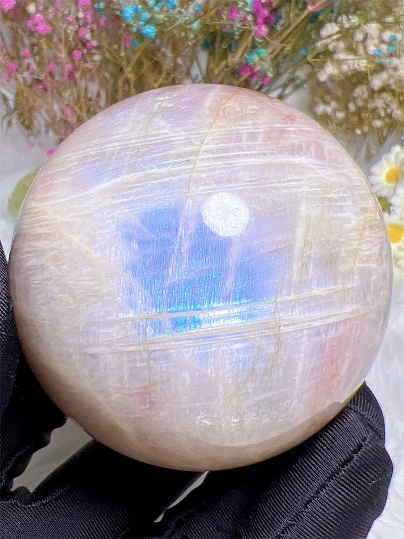 

Natura Crystal Stone Blue Moostone SPhere Free Form Carving Reiki Healing Stone Home Decoration Exquisite Gift