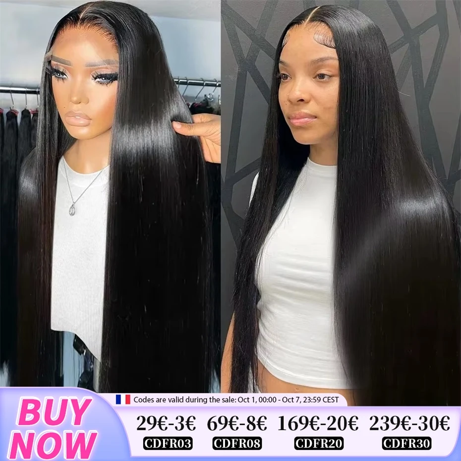 30 32Inch Smooth Straight 13x4 Lace Frontal Wig Brazilian Human Hair Wig Sale 13x6 HD Lace Human Natural Hair For Black Woman