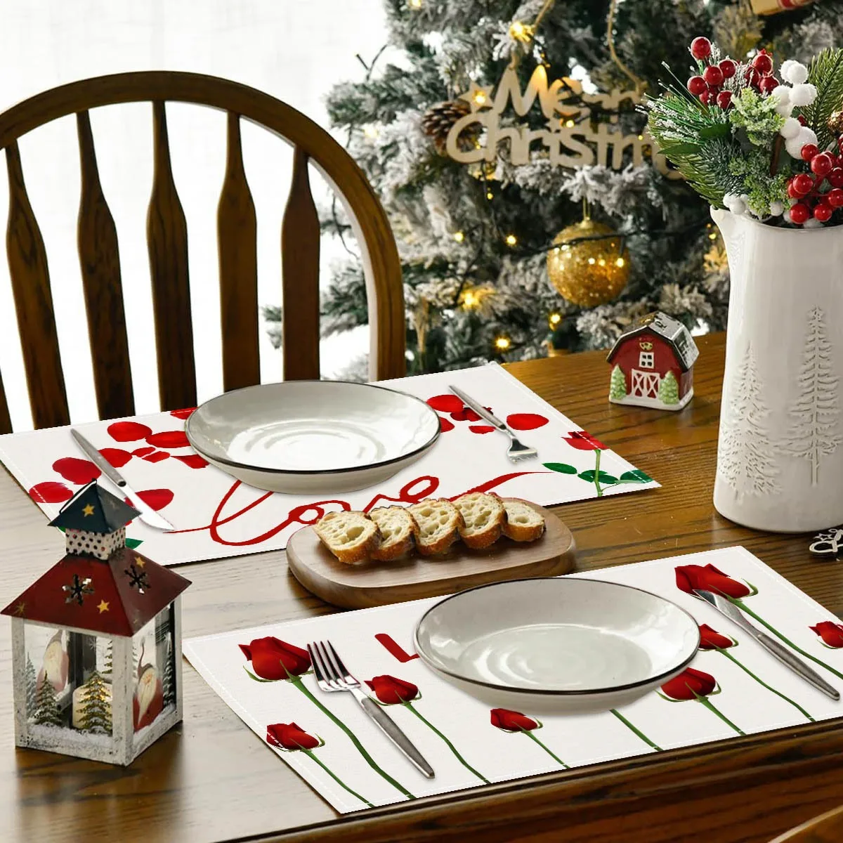 Valentijnsdag Placemat Rode Letter Bloemblaadje Tafel Placemats Decor Vakantie Verjaardag Bruiloft Keuken Placemat Thuis