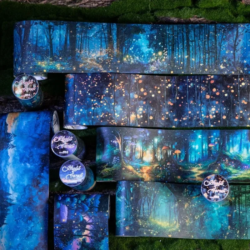 1 لفة/2 لفة الغابات ليلة ضباب لوازم كبيرة الحجم Nightscape المناظر الطبيعية المواد اللاصقة كتيب الديكور 80 مللي متر * 2 متر
