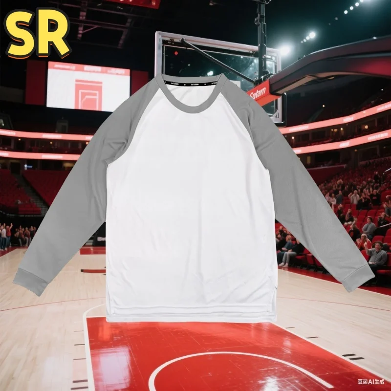 

SR Long-sleeved basketball suit, shooting training suit, running T-shirt, quick-drying sports T-shirt, 3D printed motor for men