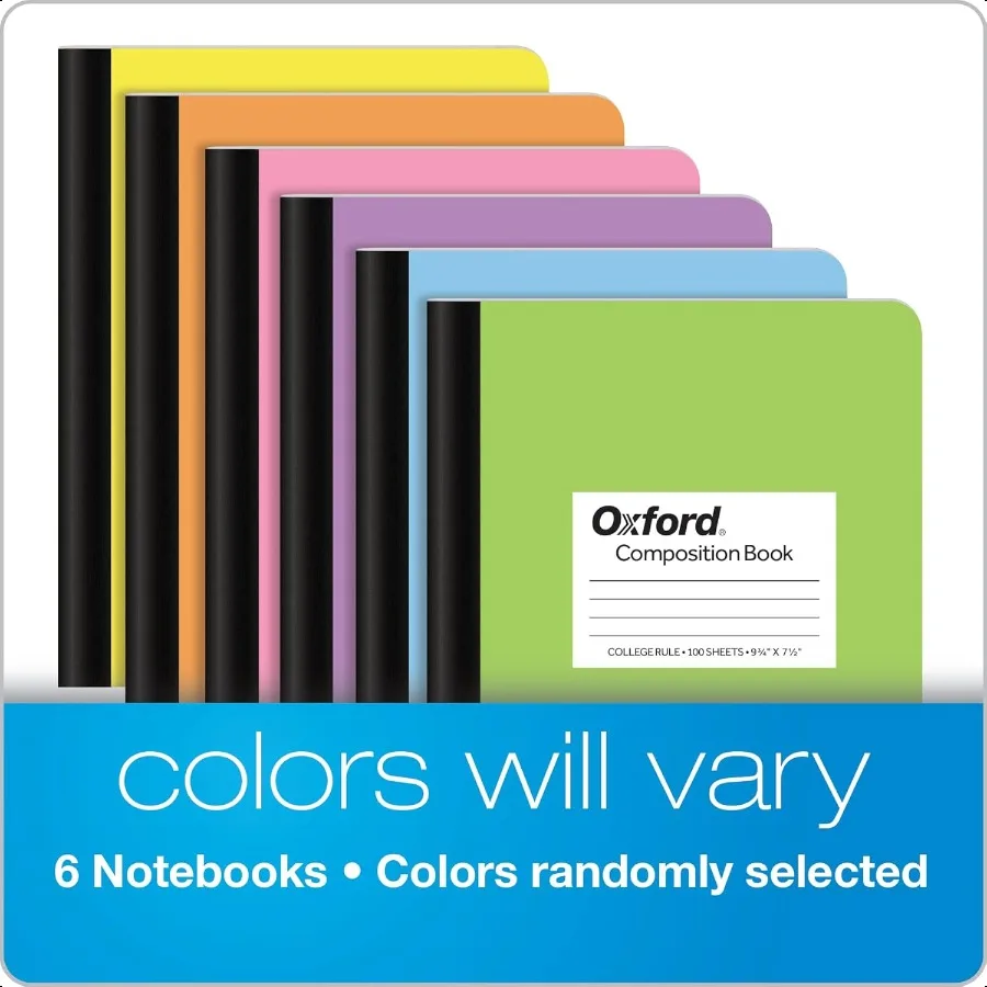 Composition Notebooks 6 Pack Cover Colors Vary College Ruled Paper 93 4 x 71 2 Inch School Journals Assorted Pastel Covers 100