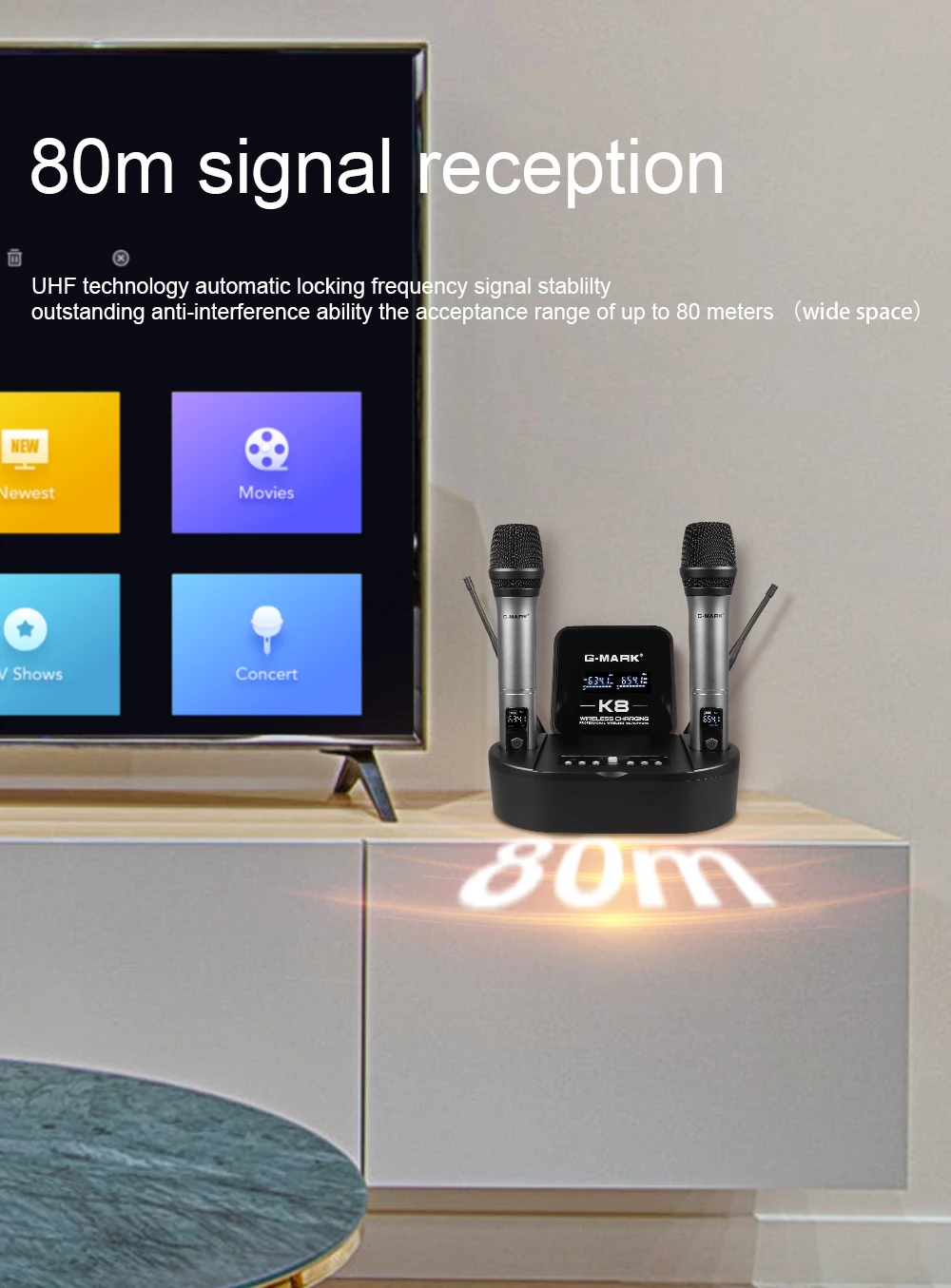 G-MARK K8 プロフェッショナル充電式 50 メートル有効距離デュアル