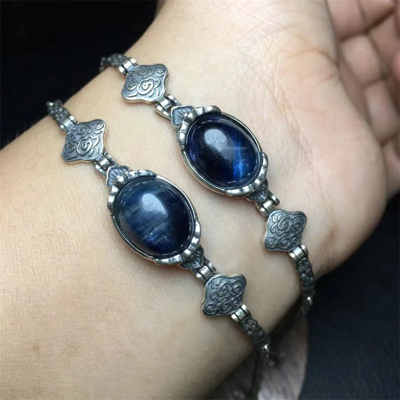 S925 Natural Kyanite Inlaid Bracelet Fashion Healing Personalized For Men Women Gemstone Jewelry Lovers Gift 1pcs