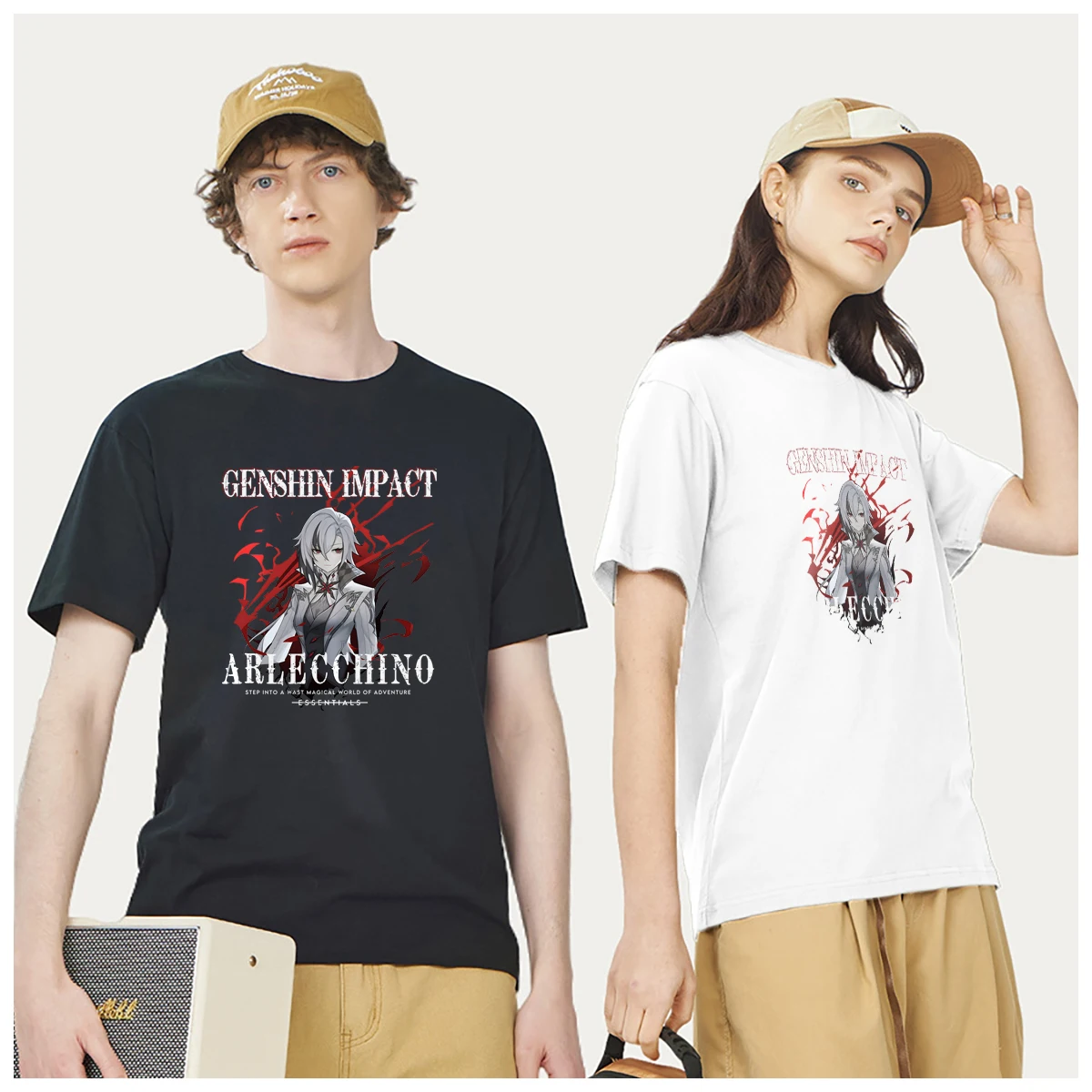 Couple G-Genshin lmpact Arlecchino Fatui t-shirt men t shirt Women's Personalised Fashion 100% Cotton summer casual Funny Unisex