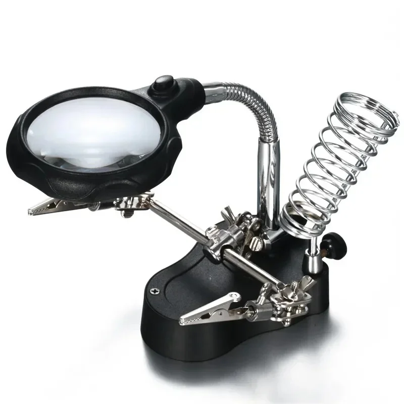 

Magnifier Table Stand Reparing Magnifying Glass With LED Lights Clip 3.5x 12x Loupe Helping Hand Soldering Solder Clamp Tools