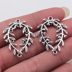 WYSIWYG 4pcs 25x31mm Twig Porous Connector Earring Connector Antique Silver Color Charms For Jewelry Making Jewelry Accessories