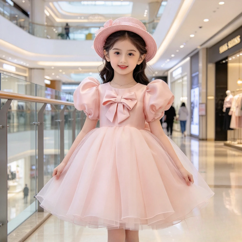 Kids Girls First Birthday Tutu Dress Children Princess Gown Fashion Elegant  Party Formal AttireWedding Flower Girl Pink Evening