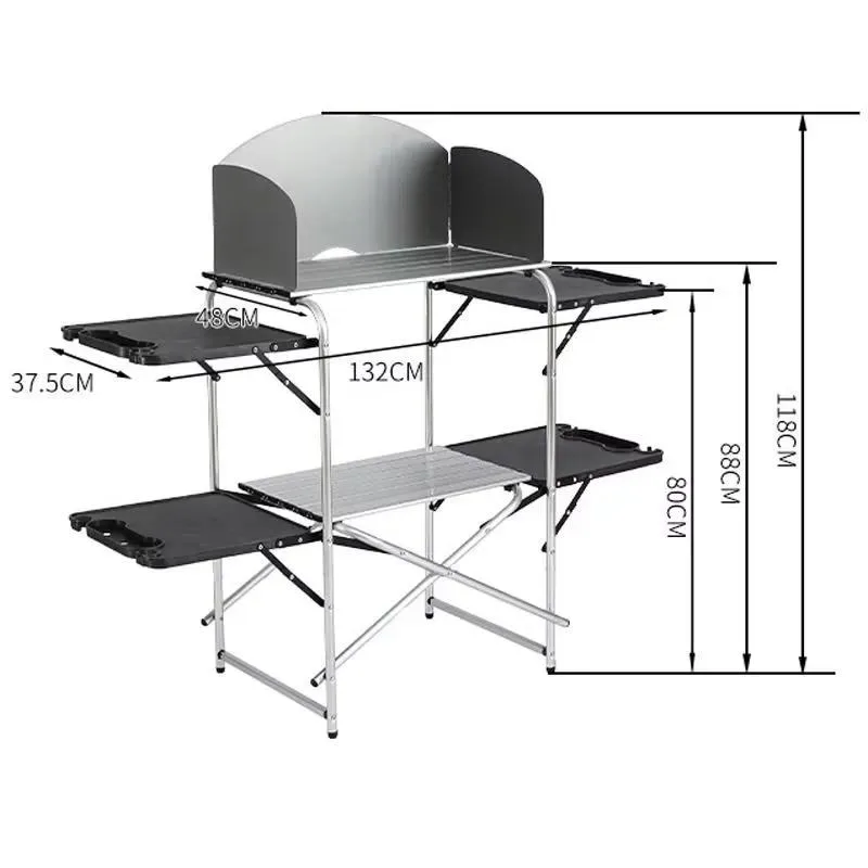 Portable Aluminum IGT Folding Table Multifunctional Camping Mobile Kitchen Dining