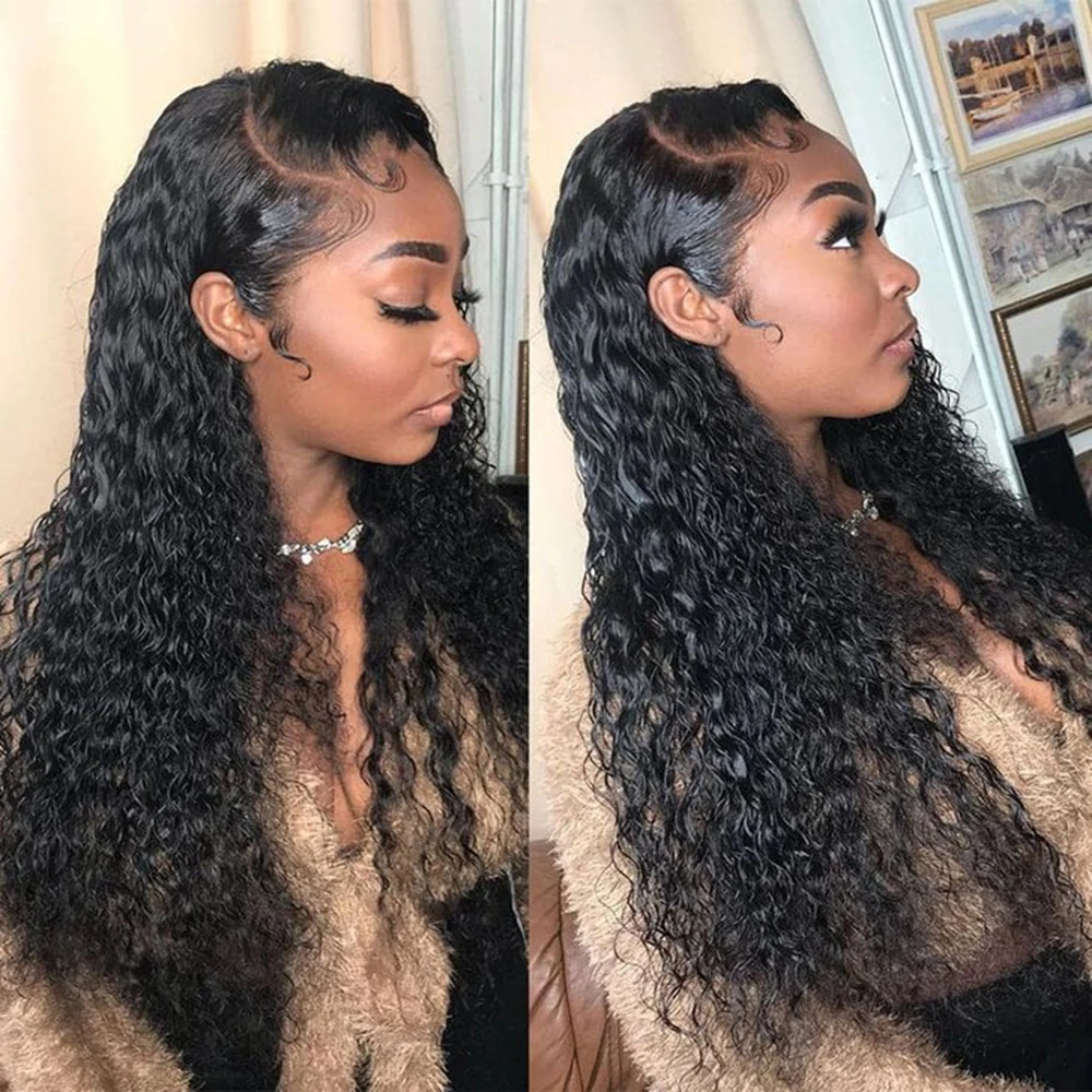 

Water Wave Brazilian Afro Kinky Curly Remy Human Hair U Part Wig Kinky Curly V Part Wig Human Hair Straight For Women