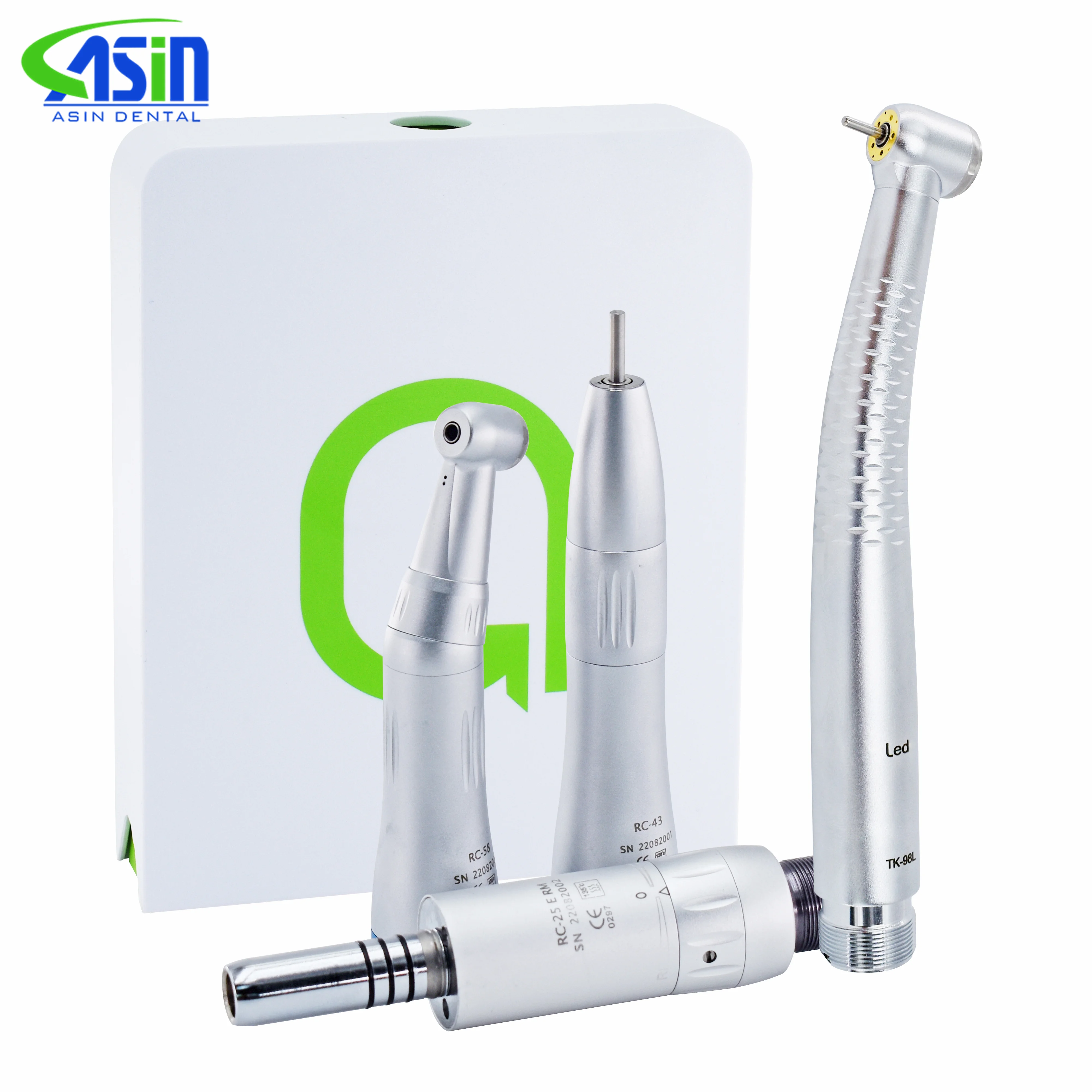 Dental Handpiece Contra Angle Straight 2/4 Hole Air Motor Push Button High & Low Speed Turbine Kit