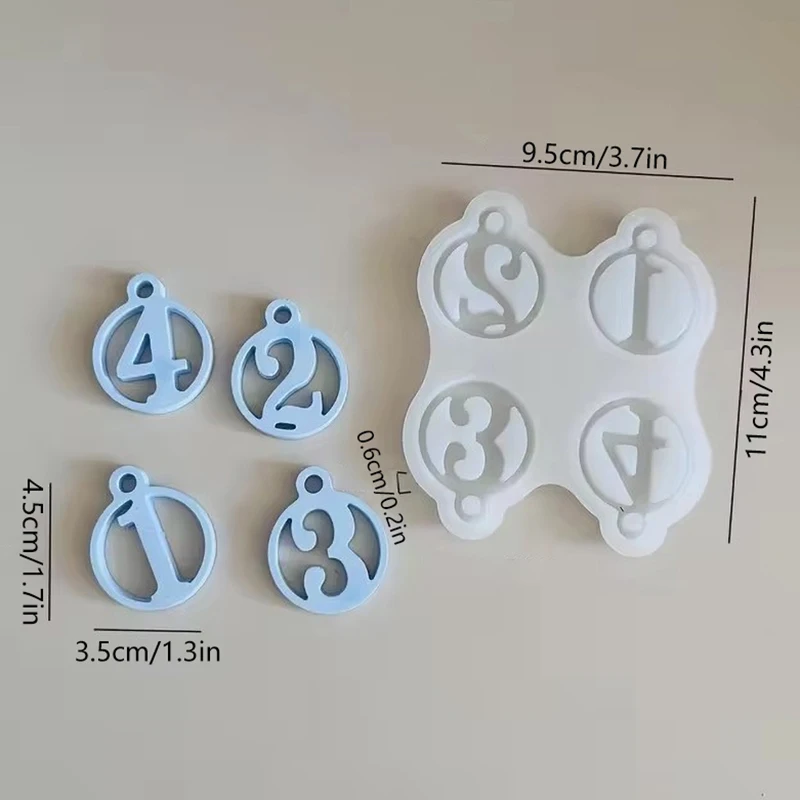 Round Tag Gypsum Plaster Molds Christmas Variant Digital 1/2/3/4 Hanging Ornaments Silicone Mold Xmas Tree Label Concrete Mould