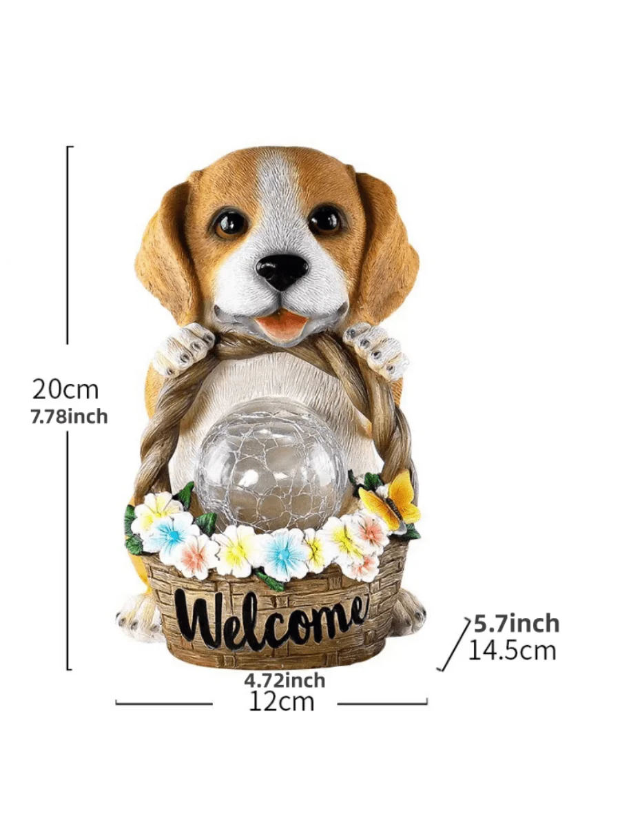 Garden Statue Resin Dog Figure Solar Energy Figurine Lighting for Patio Decor Ornament Outdoor Garden Lawn Decor