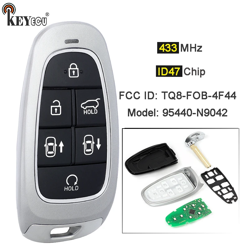 

KEYECU 433MHz ID47 Chip PN: 95440-N9042 FCC ID: TQ8-FOB-4F44 Keyless GO Smart Remote Key Fob for Hyundai Tucson 2022 2023