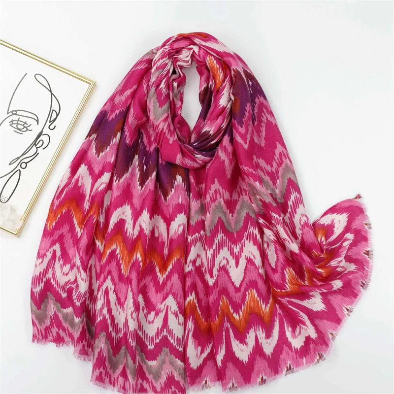 Winter Thick Viscose Scarves Women Bohemian Wave Striped Fringe Shawls And Wraps Pashmina Stole Bufandas Muslim Sjaal 180*90Cm