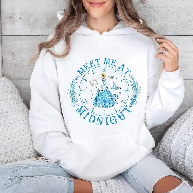 Disney Cinderella Printed Women's Hoodie Casual Top Loose Sweatshirt Personalized Women's Clothing