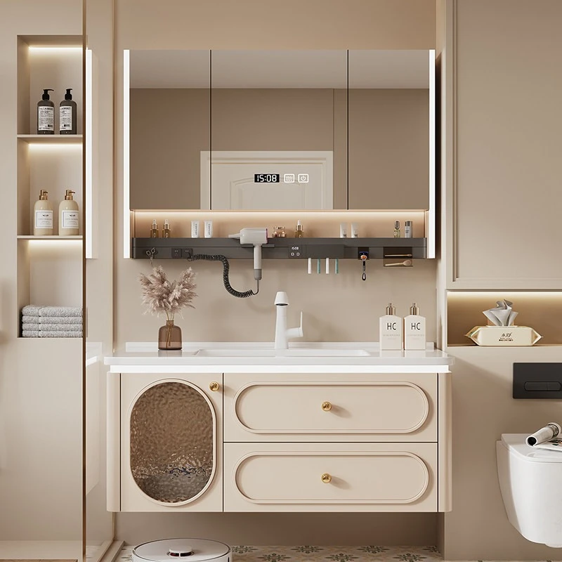 

smart French bathroom cabinet elegant practical multi-functional mirror cabinet large capacity szafka do lazienki home furniture