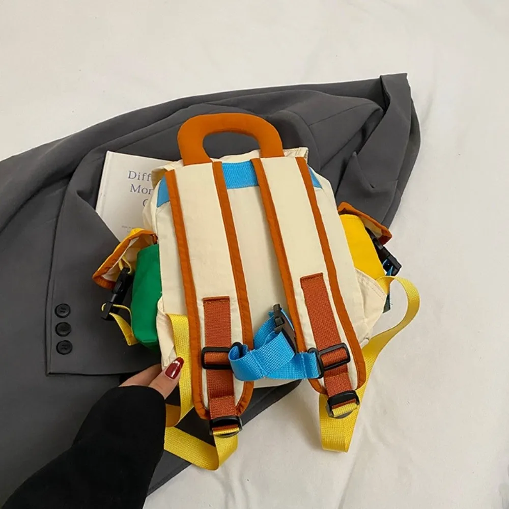 

Color Matching 2 Sizes Parent-child Bags Large Capacity Multi-pocket Drawstring Schoolbag Nylon Korean Style Backpack