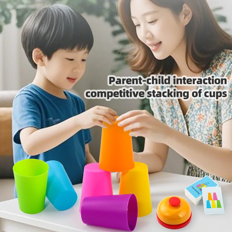 Stacking Cups Teaching Aid, Colorful Educational Toy, Mind Training Game, Parent-Child Interaction