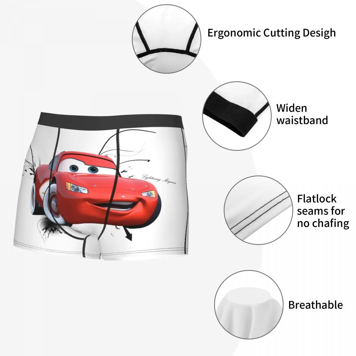 Lightning Mcqueen Cars Underwear Men Print Custom Cars Boxer Briefs Shorts Panties Soft Underpants