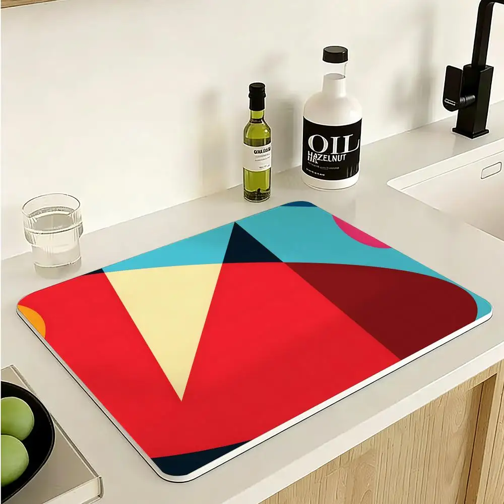 abstract curve contrasting colors Floor Mat Diatomite Floor Mat Fast Drying Odor Resistant Non Slip Bath Kitchen Mat