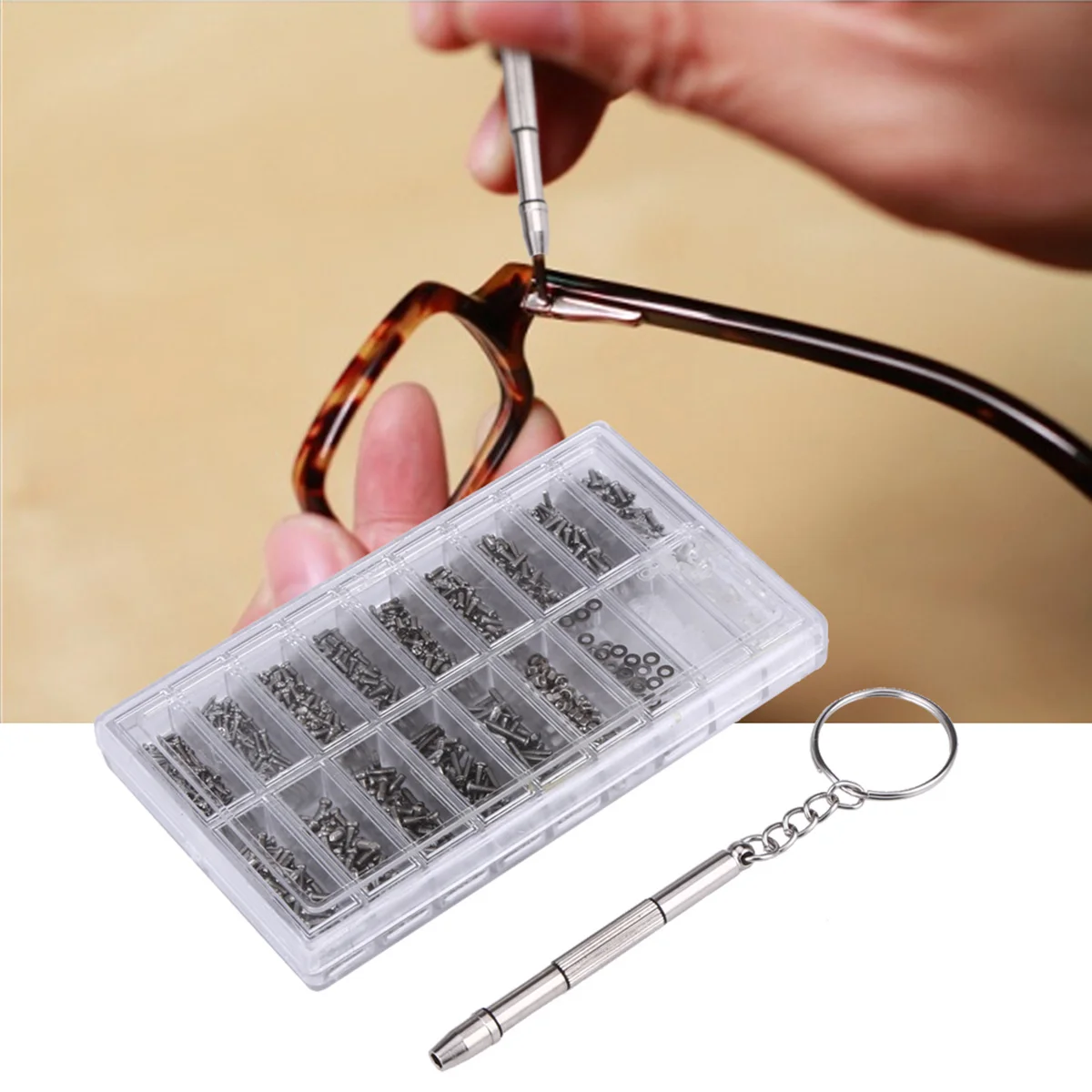 

1000Pcs Spectacles Repair Screws Premium Anti-Rust Eyeglasses Sunglasses Watch Repair Screwdriver Tweezers Cleaning Cloth