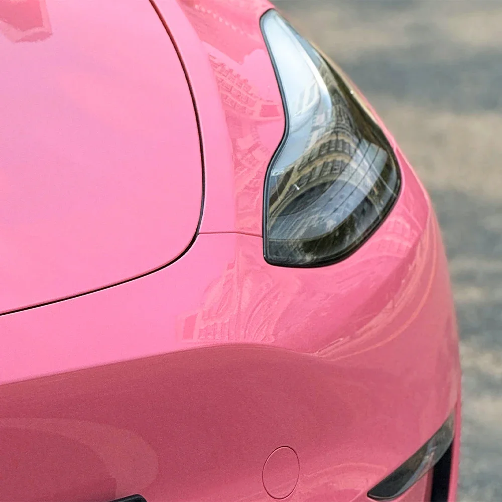

Crystal Glossy Bright Pink PET Wrap Vinyl Film Car Whole Body Protective Cover Sticker DIY Color Decal Auto Tuning Accessories