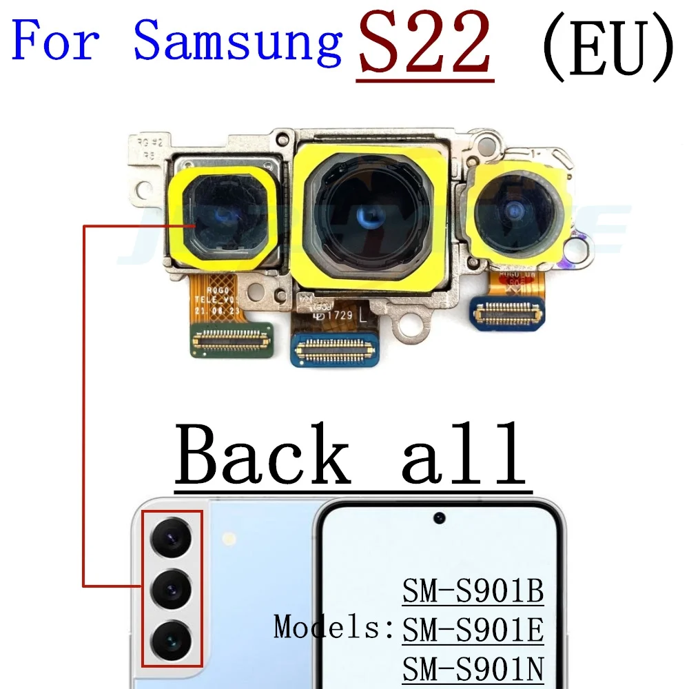 Telecamera posteriore anteriore posteriore per Samsung Galaxy S22 + Plus piccolo modulo fotocamera frontale principale Flex parti di ricambio