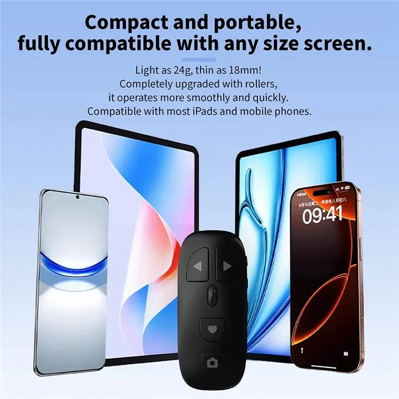 DT21 Bluetooth Camera Remote Control Wireless Zoom Focus Shutter Selfie Rechargeable Video Recording for Android iOS White