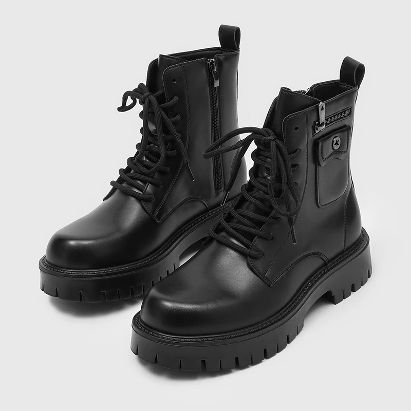 Modische Herren Chelsea Boots in Schwarz-Weiß, Retro Herren High-Top Arbeitsstiefel, Outdoor-Trainingsstiefel, Größen 38-44, Herrenstiefel