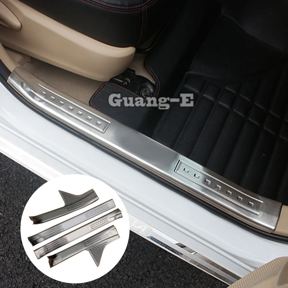 For Toyota Corolla Altis 2014 2015 2016 2017-2019 Car Cover Stainless Steel Pedal Door Sill Scuff Plate Inner Built Threshold