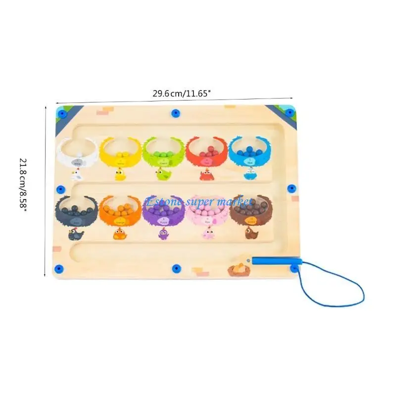 090B Pen Control Training Maze Puzzle Toy for Toddlers Bead Maze Board Developmental Children Color Sorting To