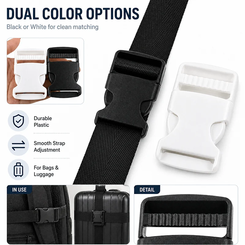 

20/30Sets 20-25mm Plastic Release Side Buckles for Outdoor Gear Pet Collar Black White Adjuster Fastener Backpack Bags Supplies
