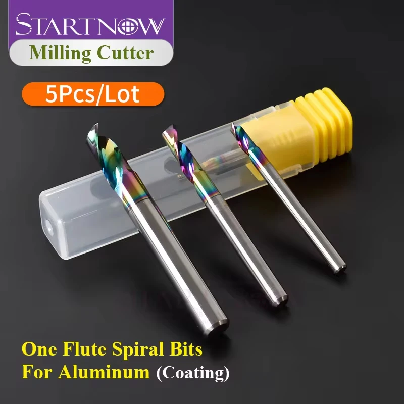 Startnow 5Pcs/Lot End Mill Bit One Flute Spiral Bits Coating Aluminium Tungsten Steel Milling Cutter Engraving CNC Router Bits