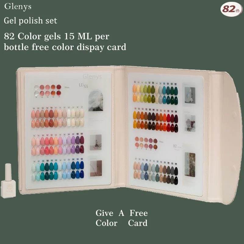 

Glenys Mingyi 82 color nail polish tape color card semi permanent immersion gel nail art UV LED varnish gel 15ml set wholesale