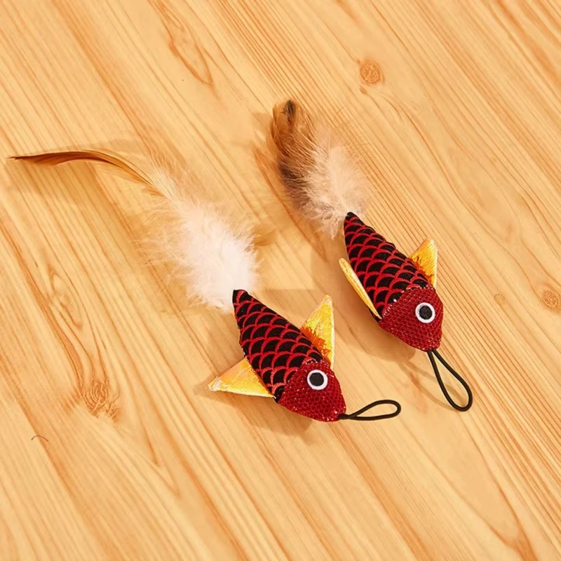 Stick Feather Wand Toys Cat Interactive Toy Fish-shaped Telescopic Fishing Rod Cat Teaser Toy Supplies Random Color Cat toys image 6