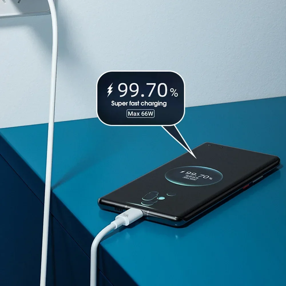 10A 66 واط شحن سريع كابل بيانات Type-C واجهة سوبر كابل شحن USB إلى Type-C ملحقات الهاتف المحمول لسامسونج هواوي