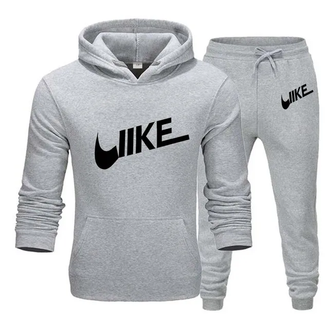 2 Pieces Sets Tracksuit Hooded Sweatshirt +Drawstring Pants Male Sport Hoodies Running Sportswear Men