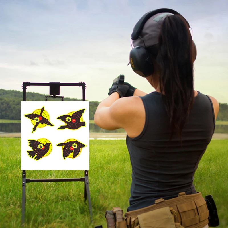5 pezzi 12 pollici * 12 pollici anello a forma di uccello può essere incollato con concentrazione rossa autoadesiva bersaglio carta pratica di tiro adesivo bersaglio bersaglio tiro etichetta di colore fluorescente (può essere utilizzata per la pratica della pistola reale)