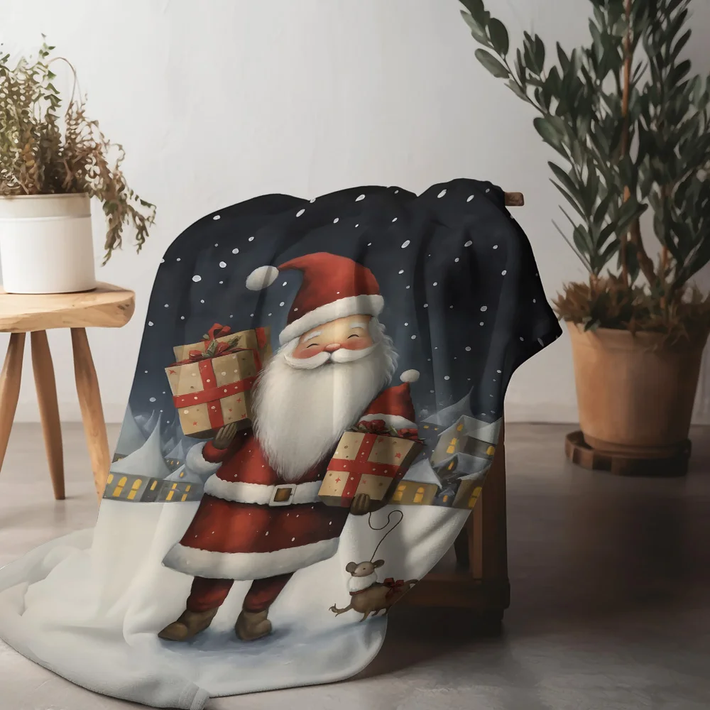 

Рождественское плюшевое одеяло Tuniu Santa, мягкое, теплое, уютное, кровать, диван, идея подарка