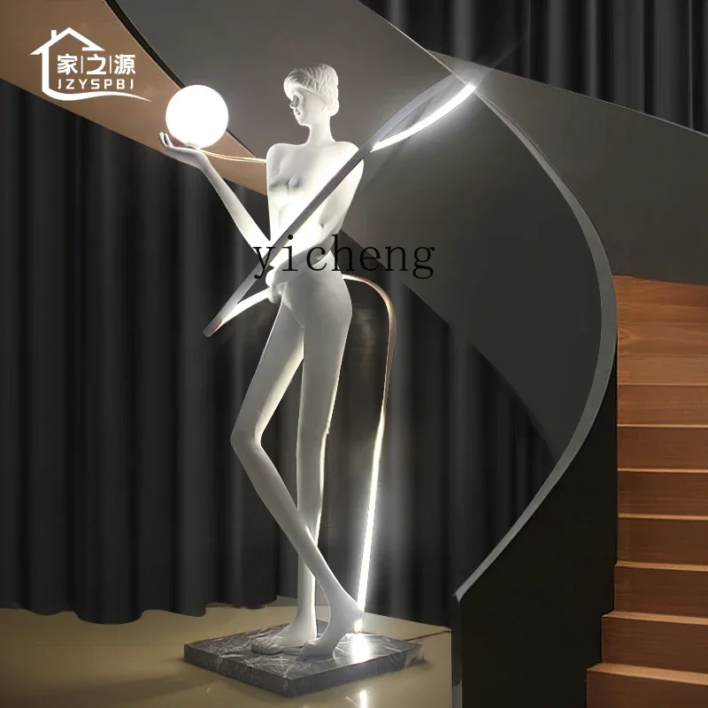 

ZC Figure Bleaching Muse Sculpture Ornament Home Stairs Dance Muse Art Decoration Creative Floor Ornament