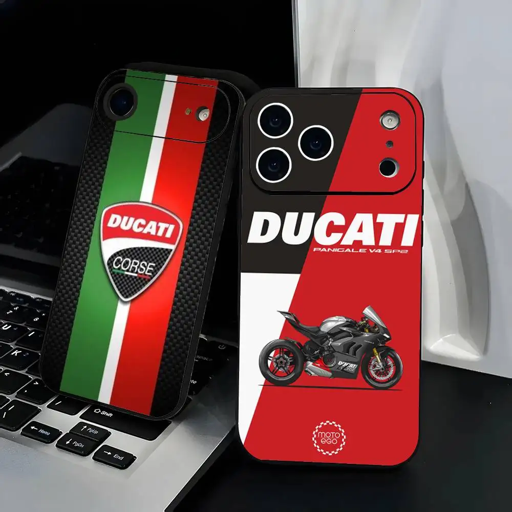 

Motorcycle Racing D-Ducaties Phone Case Fashion Black Frosted TPU Phone Case for iPhone 12-17. UV Spray Painted Design, Anti-fal
