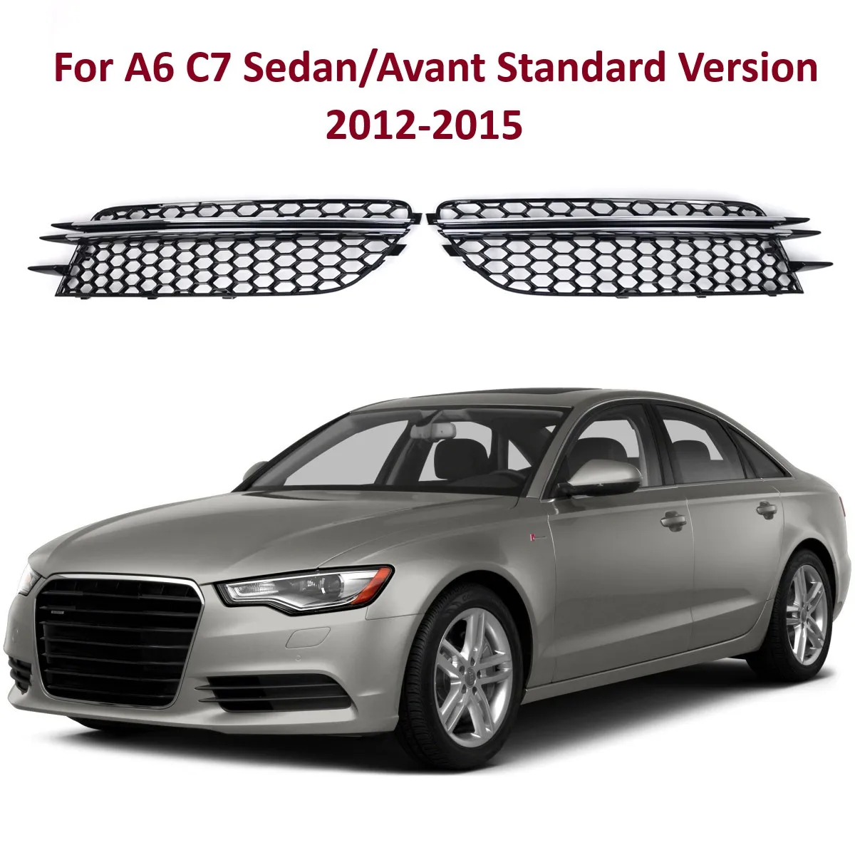 

2Pcs Honeycomb Mesh Fog Light Lamp Grille Grill Cover For A6 C7 Sedan/Avant Standard 2012-2015 Pre-facelift 4G0807681 4G0807682