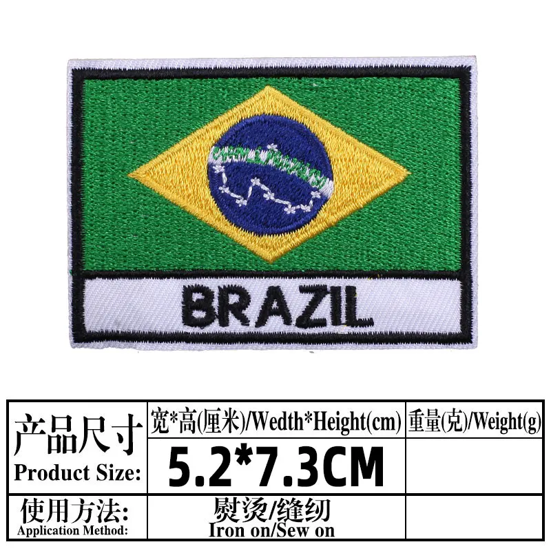 Iron on Flag of Russia Brazil Uruguay Venezuela USA UK Japan Korea Patches on Clothes Thermoadhesive Badges Appliques Army Patch