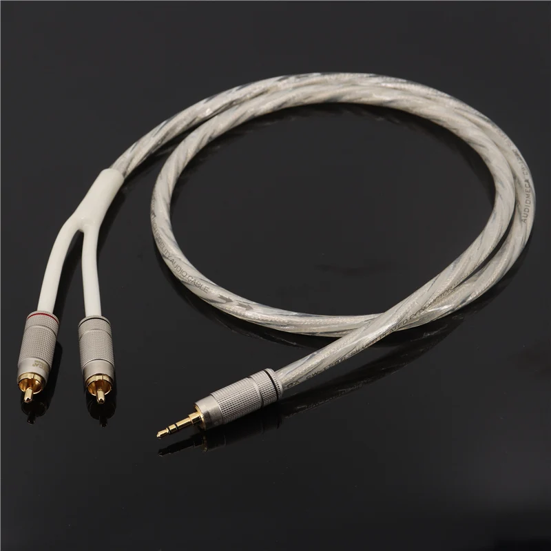 AUDIOMECA 3.5 AUX to 2 RCA cable Silver plated conductor fever audio cable