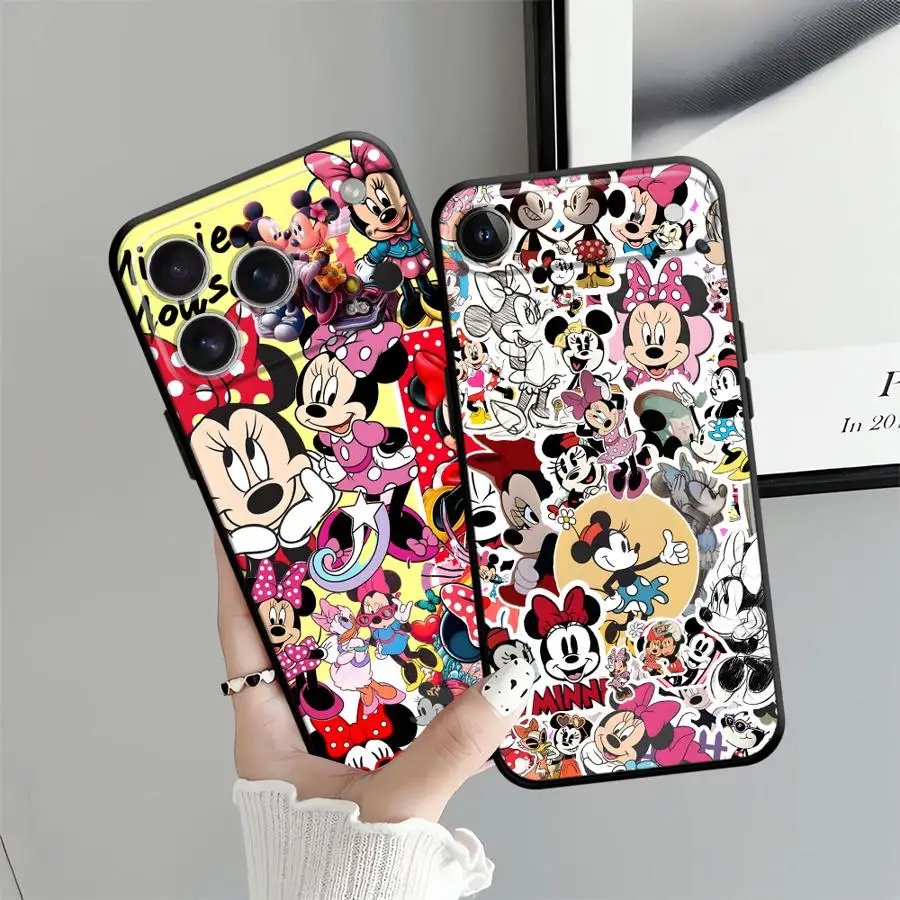 Disney Super Cute Cartoon Minnie Soft Back Phone Cover Case for iPhone X XS XR 17 16 Pro Max 14 15 Plus 13 Mini 17Air 7 8 SE 12