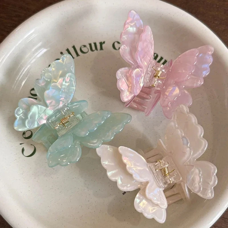 

New Fairy Butterfly Hair Claw Acetate Crab Hair Clip Summer Sweet Princess Shark Clip For Women Girl Hairpin Hair Accessories